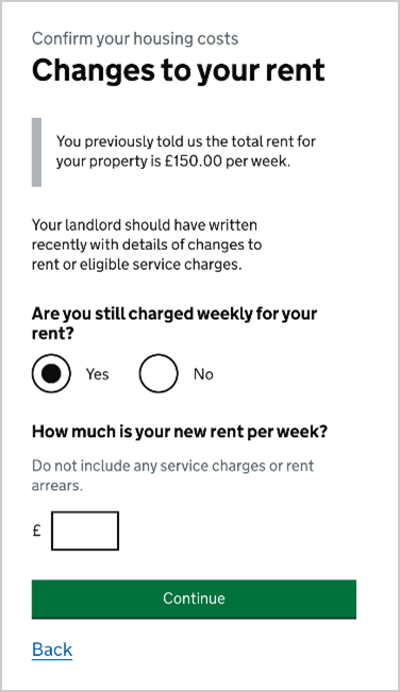 Changes to your rent screenshot